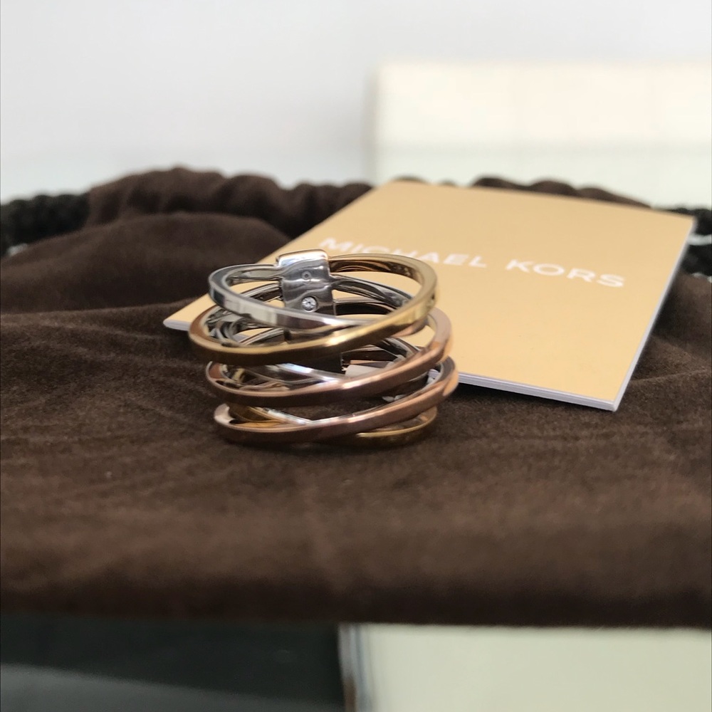 Michael Kors ring tri tone stainless steel